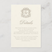 Elegant Ivory Monogram Crest Wedding Details Informatiekaartje (Voorkant)