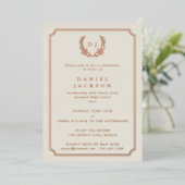 Elegant Ivory Monogram + Laurel Wreated Afstuderen Folie Uitnodiging (Staand Voorkant)