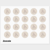 Elegant Ivory Monogram Muted brown Wedding Ronde Sticker (Vel)