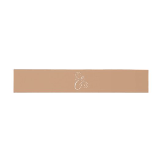 Elegant Ivory Monogram Muted Copper Wedding Uitnodigingen Wikkel (Vlak)