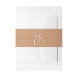 Elegant Ivory Monogram Muted Copper Wedding Uitnodigingen Wikkel