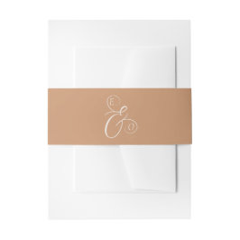 Elegant Ivory Monogram Muted Copper Wedding Uitnodigingen Wikkel