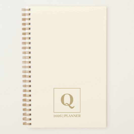 Elegant Ivory monogram Planner | Custom Gift (Voorkant)