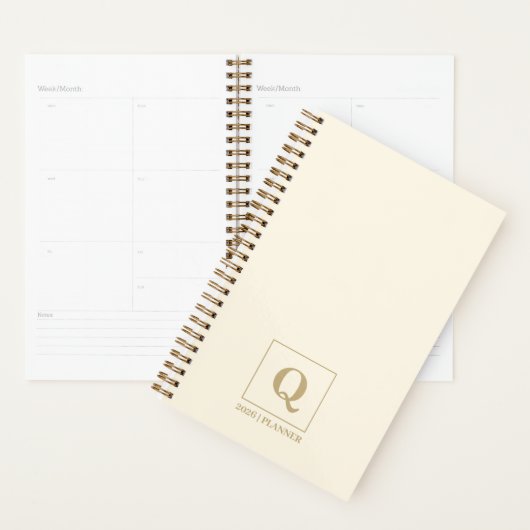 Elegant Ivory monogram Planner | Custom Gift (Display)