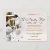 Elegant Ivory New Years Eve Party Kaart (Voorkant / Achterkant)