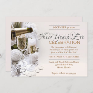 Elegant Ivory New Years Eve Party Kaart