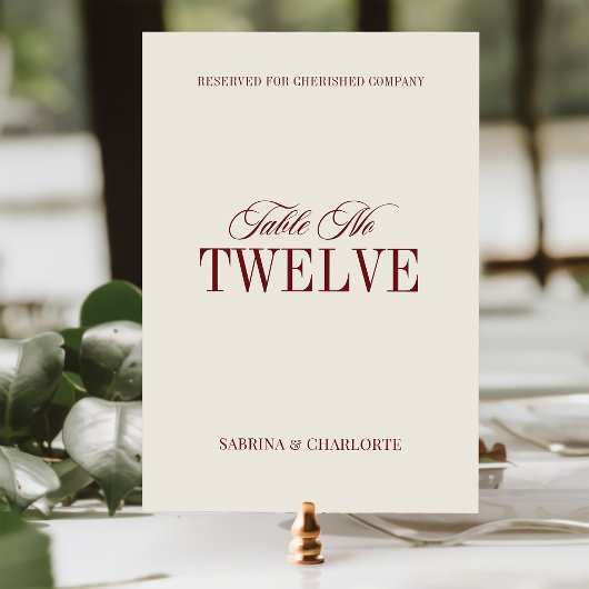 Elegant Ivory Old Money Wedding Table Number Kaart