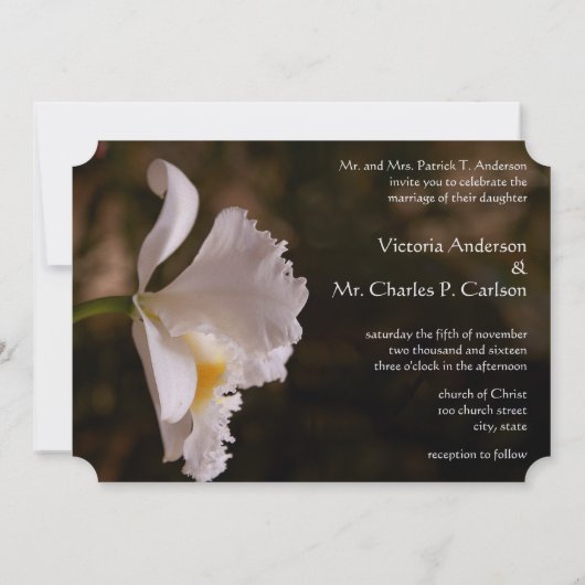 Elegant Ivory Orchid Earth Tone Weddenschap Kaart (Achterkant)