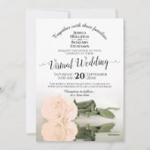 Elegant Ivory Peach Romantic Roos Virtual Wedding Kaart (Voorkant)