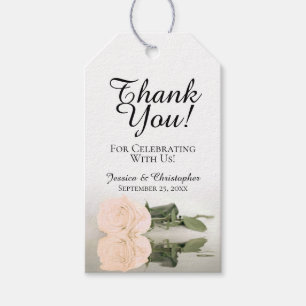 Elegant Ivory Peach Roos Weddenschap Bedankt Cadeaulabel
