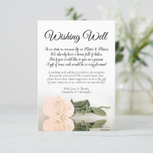 Elegant Ivory Peach Roos Wedding Wishing Well Poem Informatiekaartje