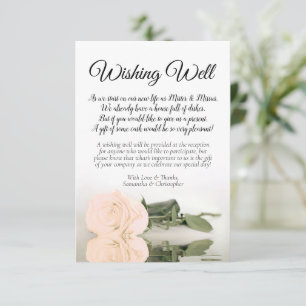 Elegant Ivory Peach Roos Wedding Wishing Well Poem Informatiekaartje