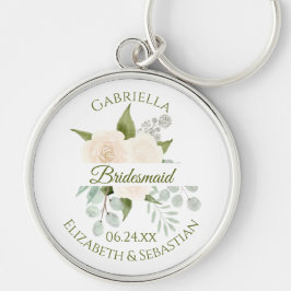Elegant Ivory Peach Rozen Bridesmaid Wedding Keych Sleutelhanger