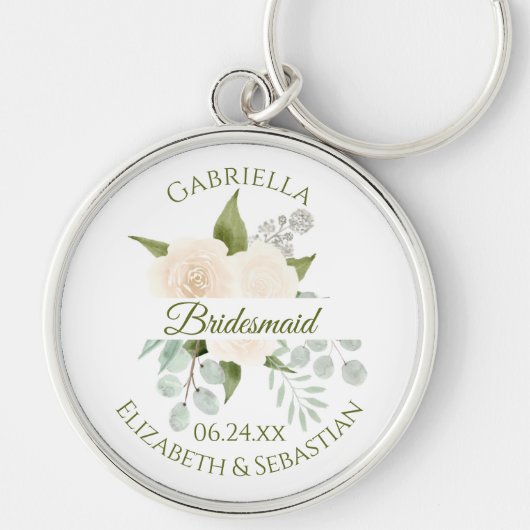 Elegant Ivory Peach Rozen Bridesmaid Wedding Keych Sleutelhanger (Voorkant)