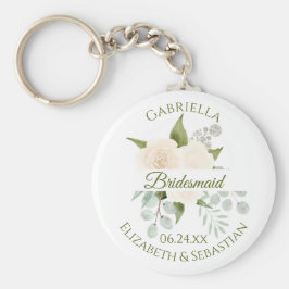 Elegant Ivory Peach Rozen Bridesmaid Wedding Keych Sleutelhanger