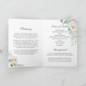 Elegant Ivory Peony Floral Greenery Foto Funeral Programma (Binnen)