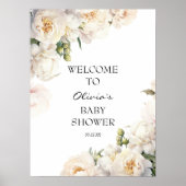 Elegant Ivory Peony Neutral Baby Poster (Voorkant)