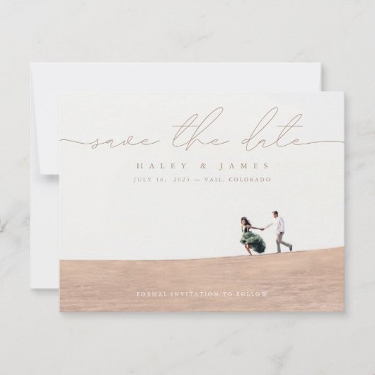 Elegant Ivory Photo Wedding Save the Date Card (Voorkant)