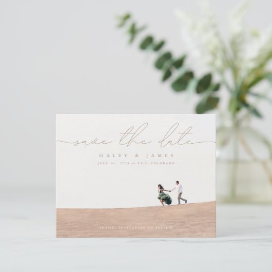 Elegant Ivory Photo Wedding Save the Date Card (Staand voorkant)