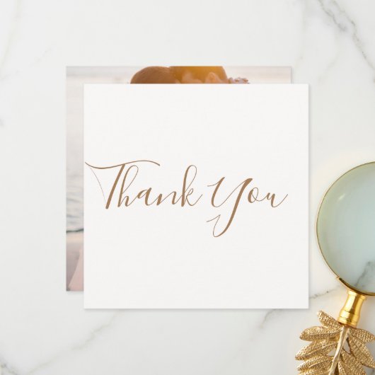 Elegant Ivory Photo Wedding Thank You Card Bedankkaart (Voorkant / Achterkant in situ)
