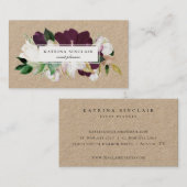Elegant Ivory Plum Paars Floral Kraft Visitekaartje (Voorkant / Achterkant)