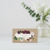Elegant Ivory Plum Paars Floral Kraft Visitekaartje (Staand voorkant)