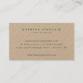 Elegant Ivory Plum Paars Floral Kraft Visitekaartje (Achterkant)