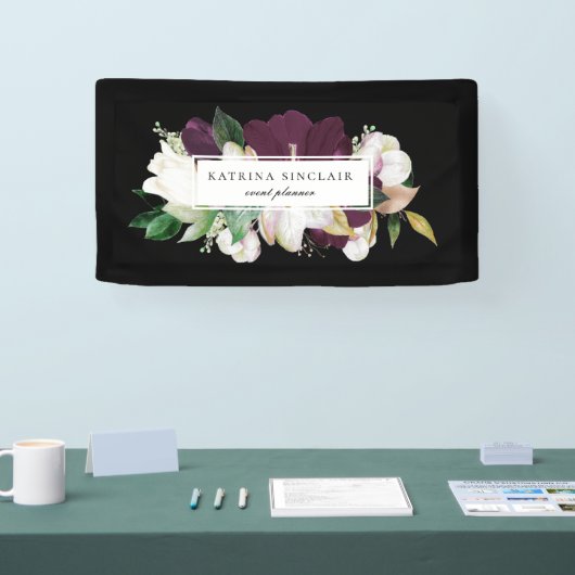 Elegant Ivory Plum Paars Floral Spandoek (Beurs)
