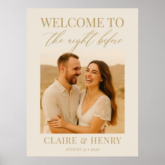 Elegant Ivory Rehearsal Dinner Photo Wedding Poster (Voorkant)