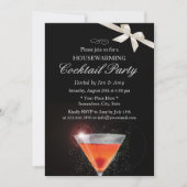 Elegant Ivory Ribbon Housewarming Cocktail Party Kaart (Voorkant)