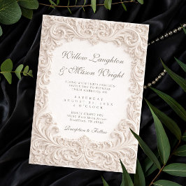 Elegant Ivory Rococo Scroll Wedding Invitation Kaart