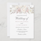 Elegant Ivory & Roos Winter Wonderland Wedding Kaart (Voorkant)
