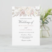 Elegant Ivory & Roos Winter Wonderland Wedding Kaart (Staand voorkant)