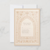 elegant Ivory Rose Gold Arabic arch Wedding RSVP Kaartje (Voorkant)