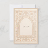 elegant Ivory Rose Gold Arabic arch Wedding RSVP Kaartje (Achterkant)