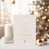 Elegant Ivory Rose Gold Tree Christmas Card Folie Feestdagenkaart
