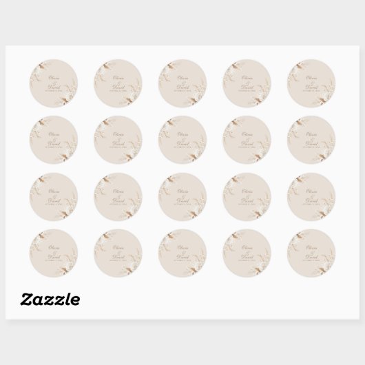 Elegant Ivory Rose Wedding Round Sticker (Vel)