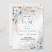 Elegant Ivory Roses Blue Floral Bridal Brunch Kaart (Voorkant)