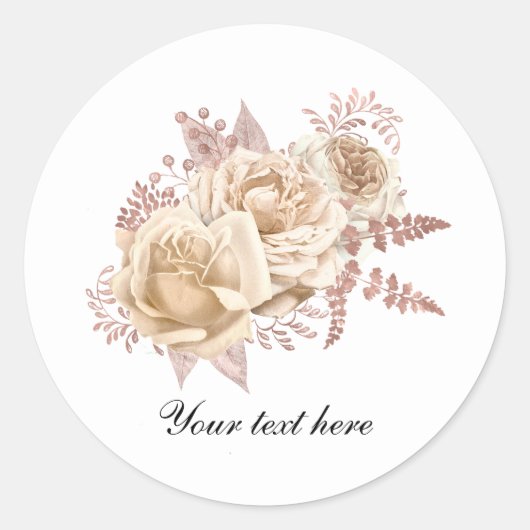 Elegant Ivory roses customizable Ronde Sticker (Voorkant)