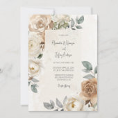 Elegant Ivory Roses Wedding Invitation Kaart (Voorkant)