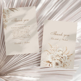 Elegant Ivory Roses Wedding Thank You Card Bedankkaart