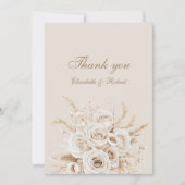 Elegant Ivory Roses Wedding Thank You Card Bedankkaart (Voorkant)