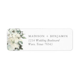 Elegant Ivory Sage Floral Greenery Return Address Etiket