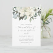 Elegant Ivory Sage Floral Greenery Wedding Kaart (Staand voorkant)
