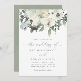 Elegant Ivory Sage Floral Greenery Wedding Kaart