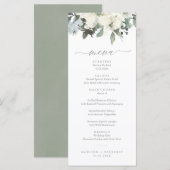 Elegant Ivory Sage Floral Greenery Wedding Menu (Voorkant / Achterkant)