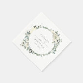 Elegant Ivory Sage Floral Greenery Wedding Napkins Servet (Hoek)
