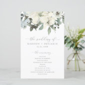 Elegant Ivory Sage Floral Greenery Wedding Program (Staand voorkant)