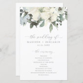 Elegant Ivory Sage Floral Greenery Wedding Program (Voorkant / Achterkant)