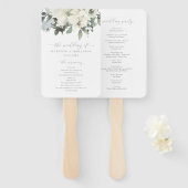Elegant Ivory Sage Floral Greenery Wedding Program Handwaaier (Voorkant en achterkant)
